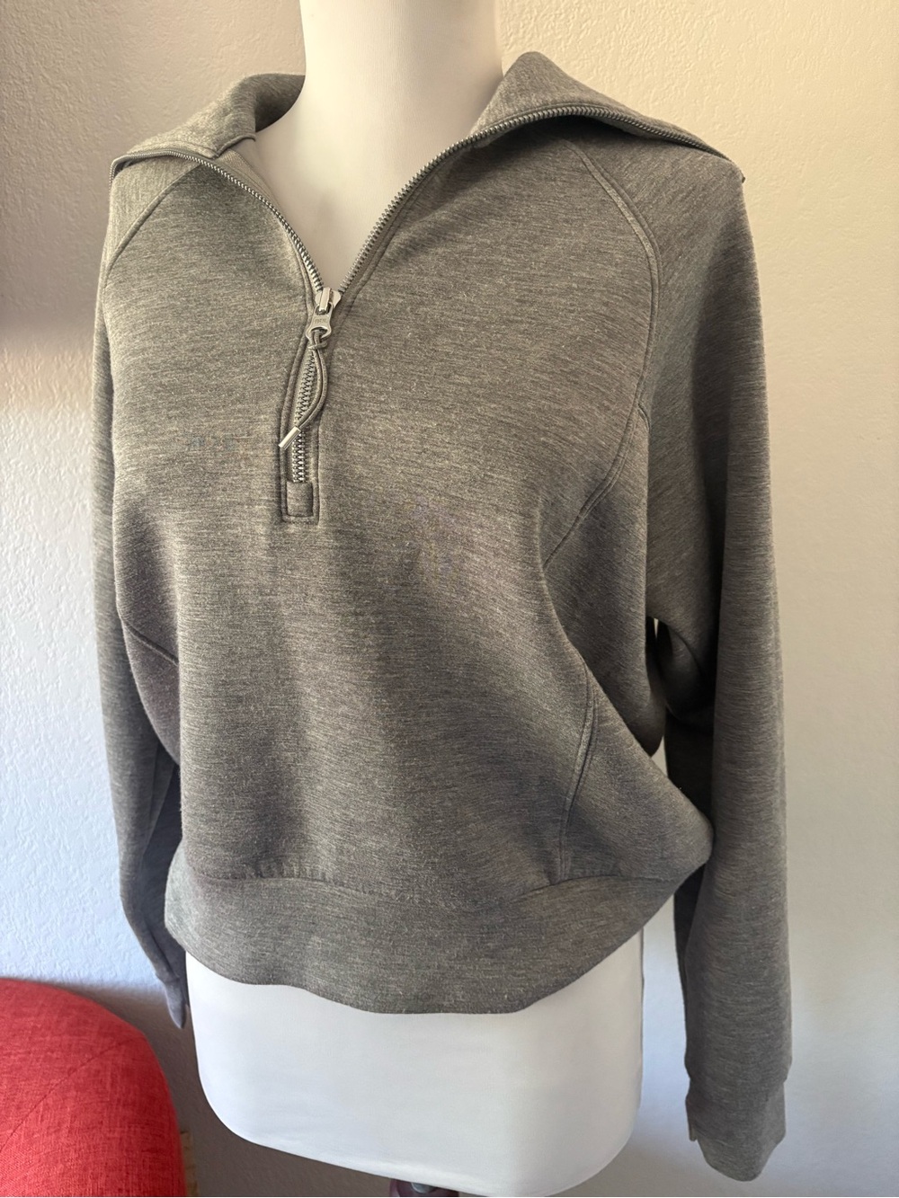 Spanx air essentials half zip sweatshirt Heather Gray size XS